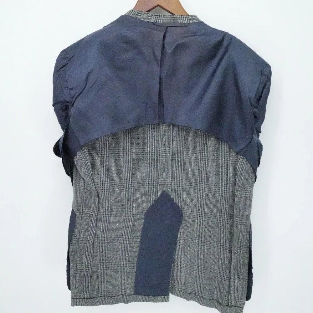 Oxxford Clothes Neiman Marcus Sport Coat Mens 44S Gray‎ Glen Plaid Wool